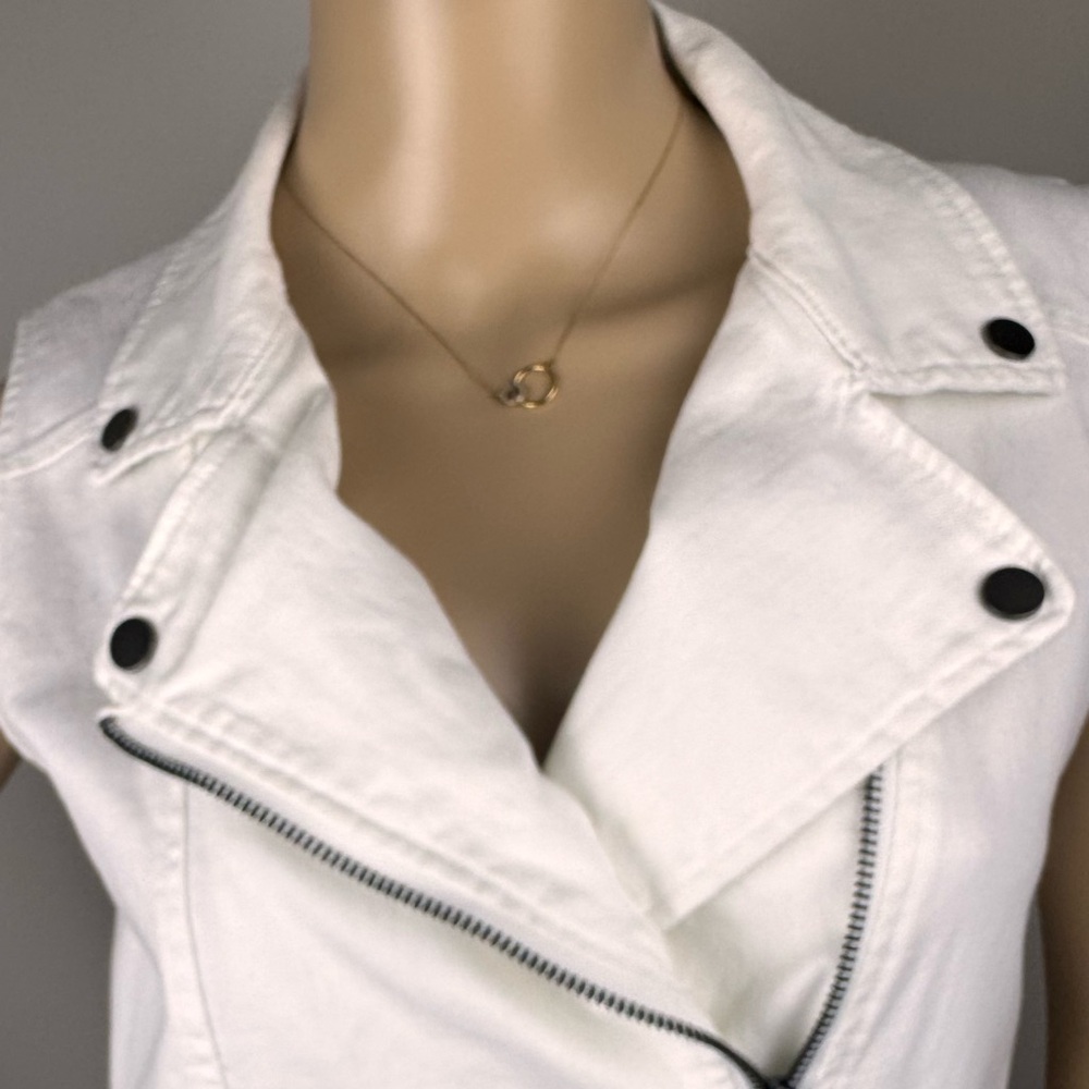 Divided White Denim Moto Zip Buckle Strap Bodycon Dress Sz 8 Biker Party - Picture 4 of 16